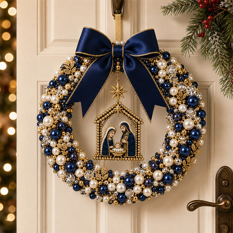 🎄✨ Kit DIY pour une couronne de Noël en perles – Décoration de porte de Noël faite main avec des perles 💎🎀