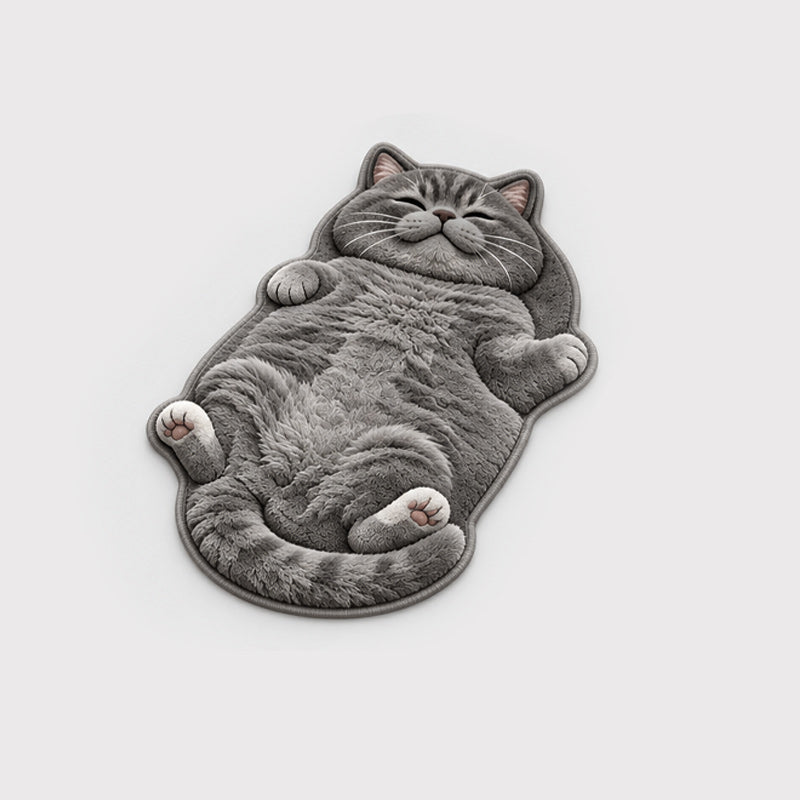 đ± Tapis de sol absorbant en forme de chat â Un accueil de chat somnolent pour votre entrĂ©e ou votre chevet