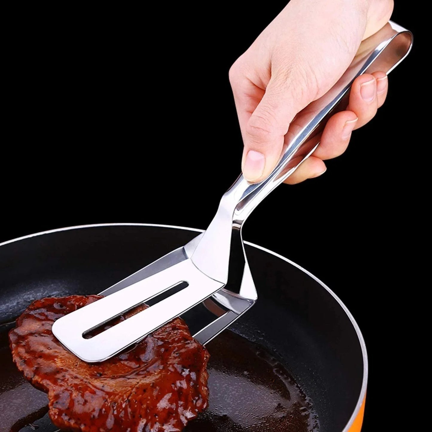 🍳🥩 Spatule-pince 2 en 1 en acier inoxydable : révolutionnez votre façon de cuisiner !