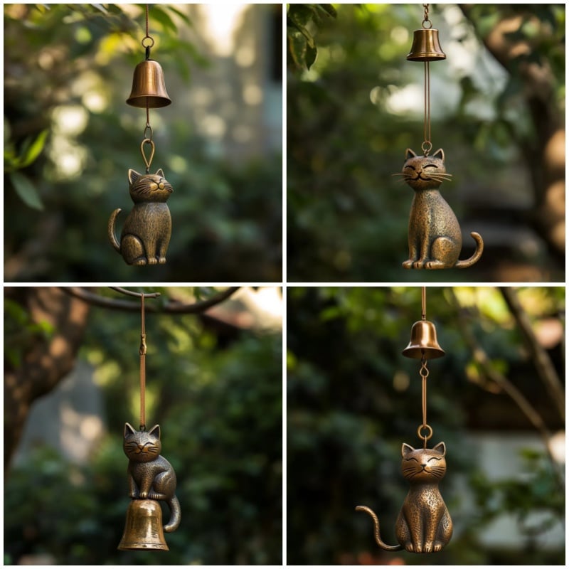 ⏳Offre spéciale : 60 % de réduction🐱Carillon éolien rétro fait main en forme de chat