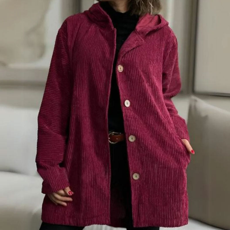 🍂 Veste velours informelle à capuche pour l'automne 🧥