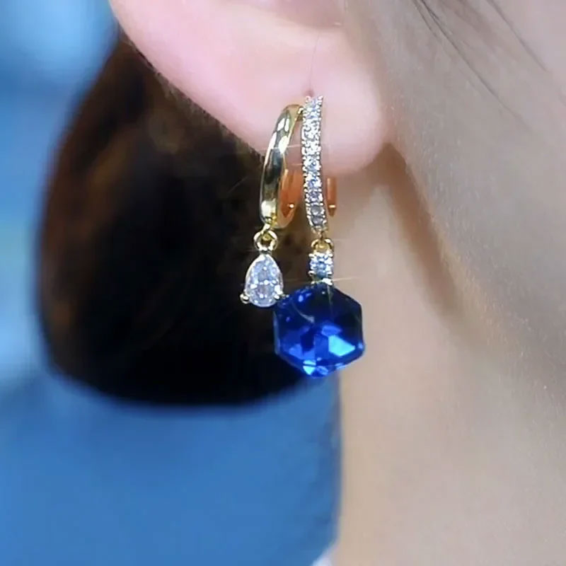 🔷Boucles d'oreilles en cristal en forme de morceaux de sucre✨