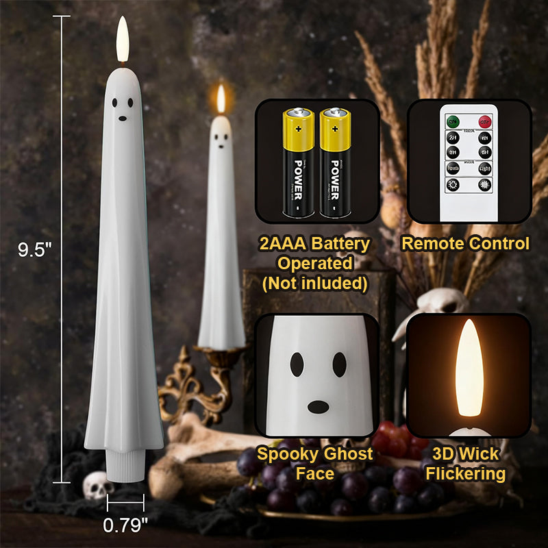🎃👻 Lumière fantôme télécommandée avec mèche à flamme 3D 👻🎃