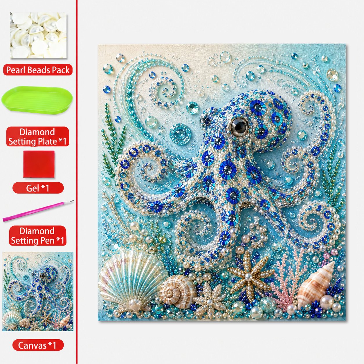 🌊✨ Kit Mosaïque Perles 3D Poulpe Océanique : Créez Votre Chef-d’Œuvre Marin ! 💎