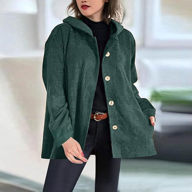 🍂 Veste velours informelle à capuche pour l'automne 🧥