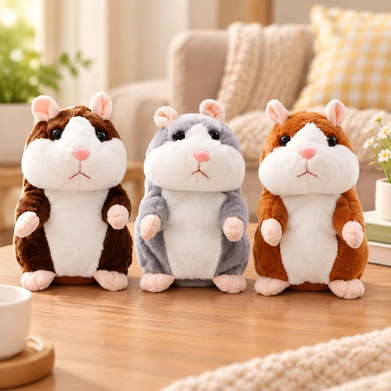 🐹 Peluche hamster parlante – répète les sons et bouge ! 3 couleurs + édition de Noël (15 cm) ✨🎄