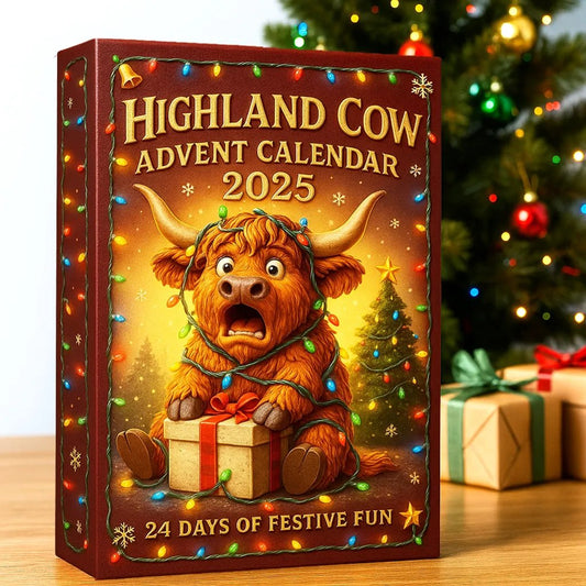 🐮Calendrier de l'Avent Vache Highland 2025🎄 - Poupée 3D Vache Highland Faite Main (24 pièces)