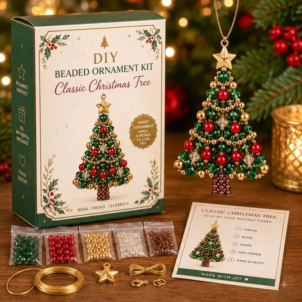 🎄 Kit de décoration de sapin de Noël en perles à faire soi-même - Créez votre propre souvenir étincelant des fêtes ! ✨💎