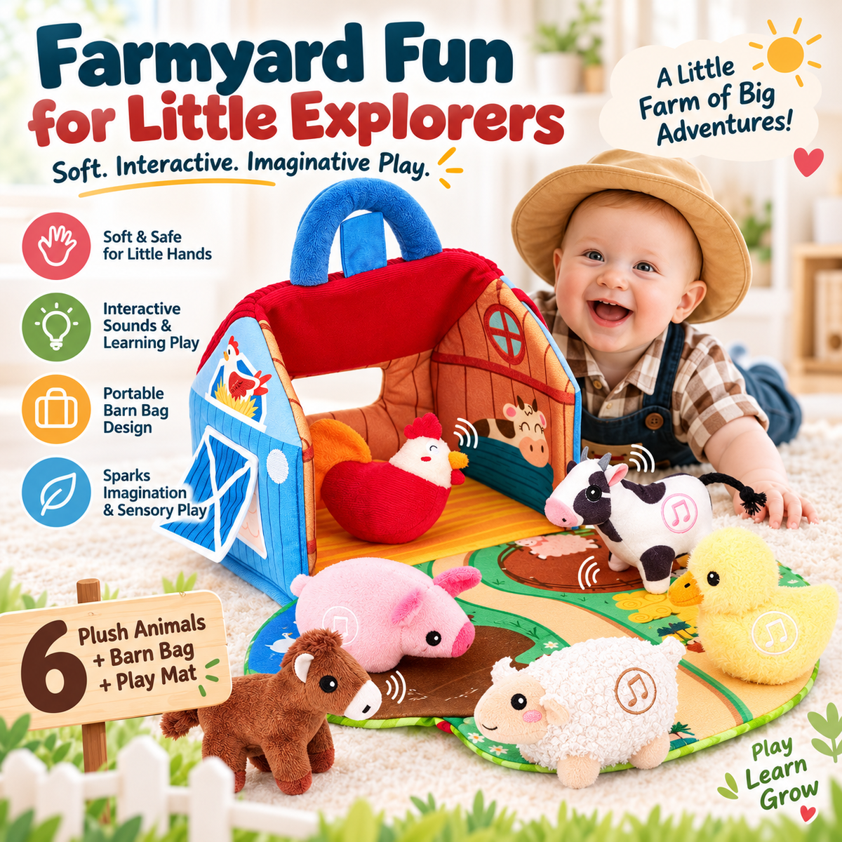 🏠Ferme interactive en peluche – Un petit monde à explorer, encore et encore✨