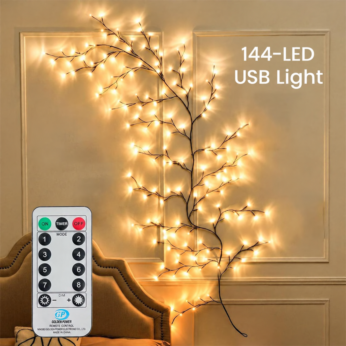 🎄✨ Branche lumineuse LED blanc chaud--transformez un mur vide en coin de Noël chaleureux