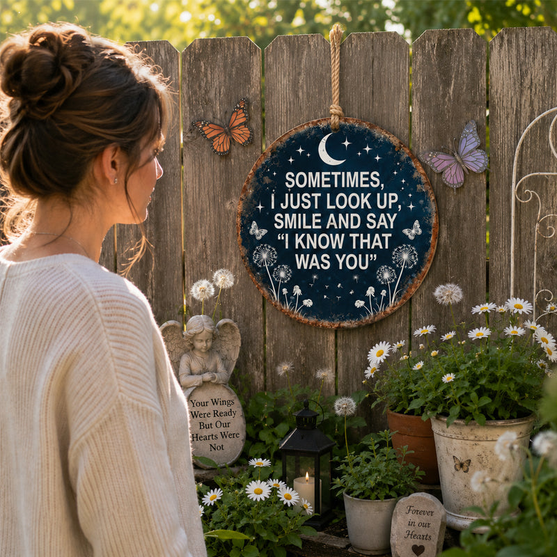 🌙 Plaque de Jardin Commémorative "Je Sais Que C'était Toi" — Un Doux Réconfort pour l'Âme 🦋