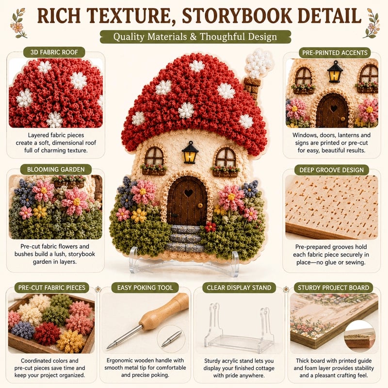 🏡🧵Kit Arte Tessile 3D "Poke Art" Villaggio Incantato 🧵✨