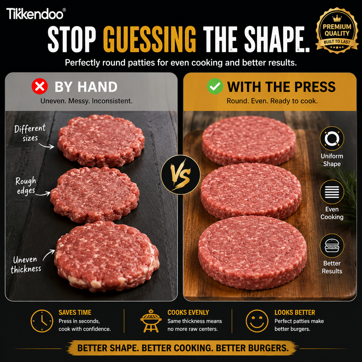 🍔⭕ Presse à steaks hachés manuelle — Des steaks parfaitement ronds, à chaque fois
