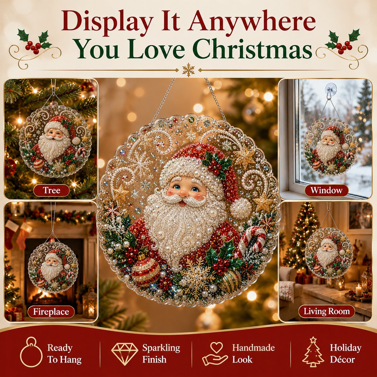🎄Ensemble de décorations de Noël en perles et diamants | Décorations de Noël artisanales à faire soi-même 🎅💎