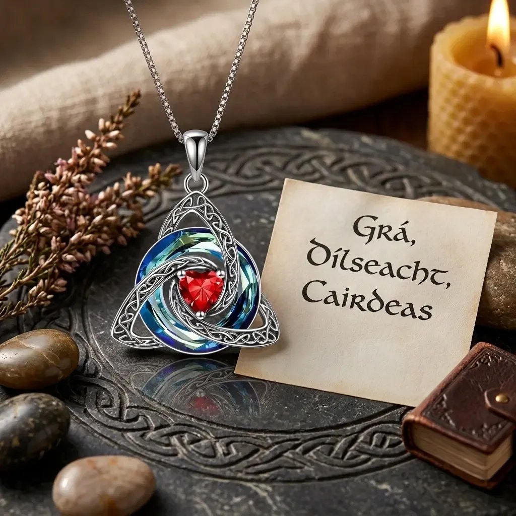 ✨Collier Trinité celtique avec pierre de naissance--un symbole de foi, d'amour et d'unité à porter au quotidien