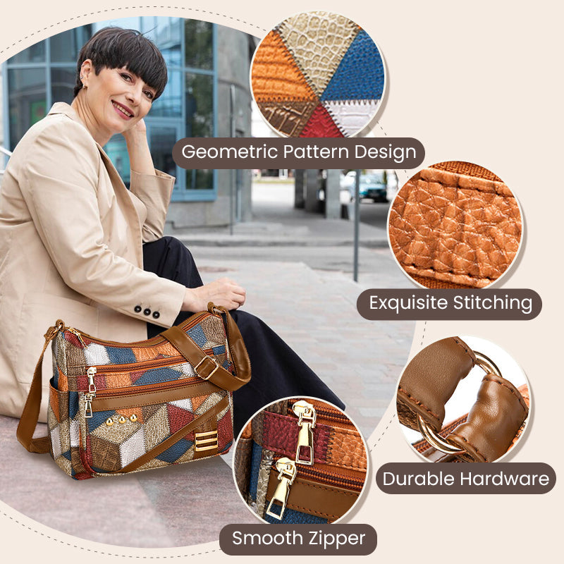 🔥2025 Vente à chaud👜Sac vintage à motif géométrique et bandoulière réglabl
