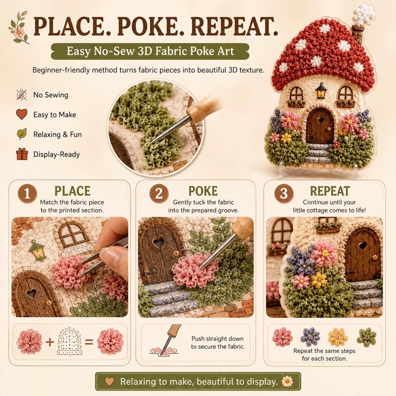 🏡🧵Kit Arte Tessile 3D "Poke Art" Villaggio Incantato 🧵✨