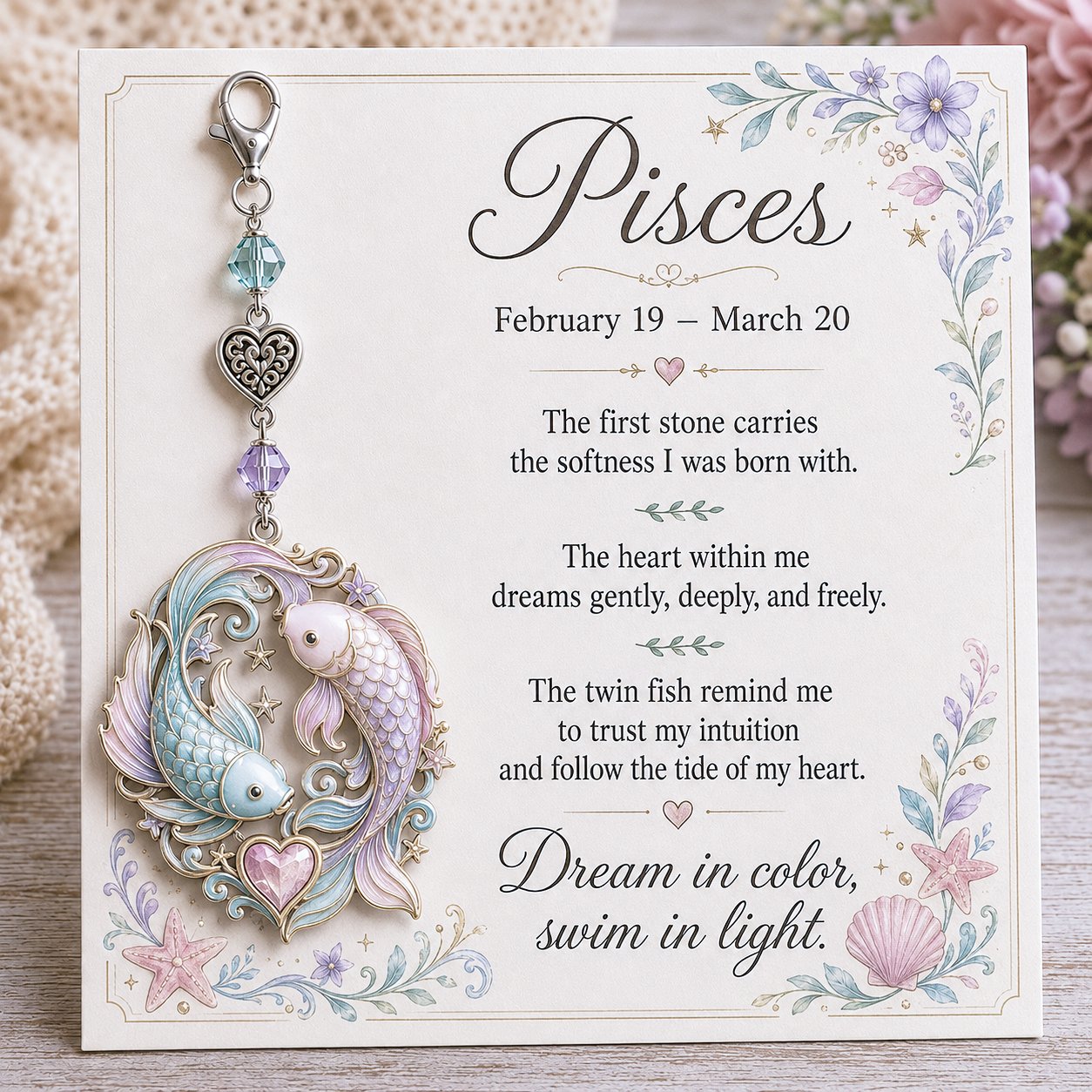 🌙💎 Un petit bijou fait spécialement pour elle — Carte souvenir Pierre de Naissance du Zodiaque