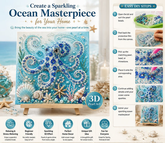 🌊✨ Kit Mosaïque Perles 3D Poulpe Océanique : Créez Votre Chef-d’Œuvre Marin ! 💎