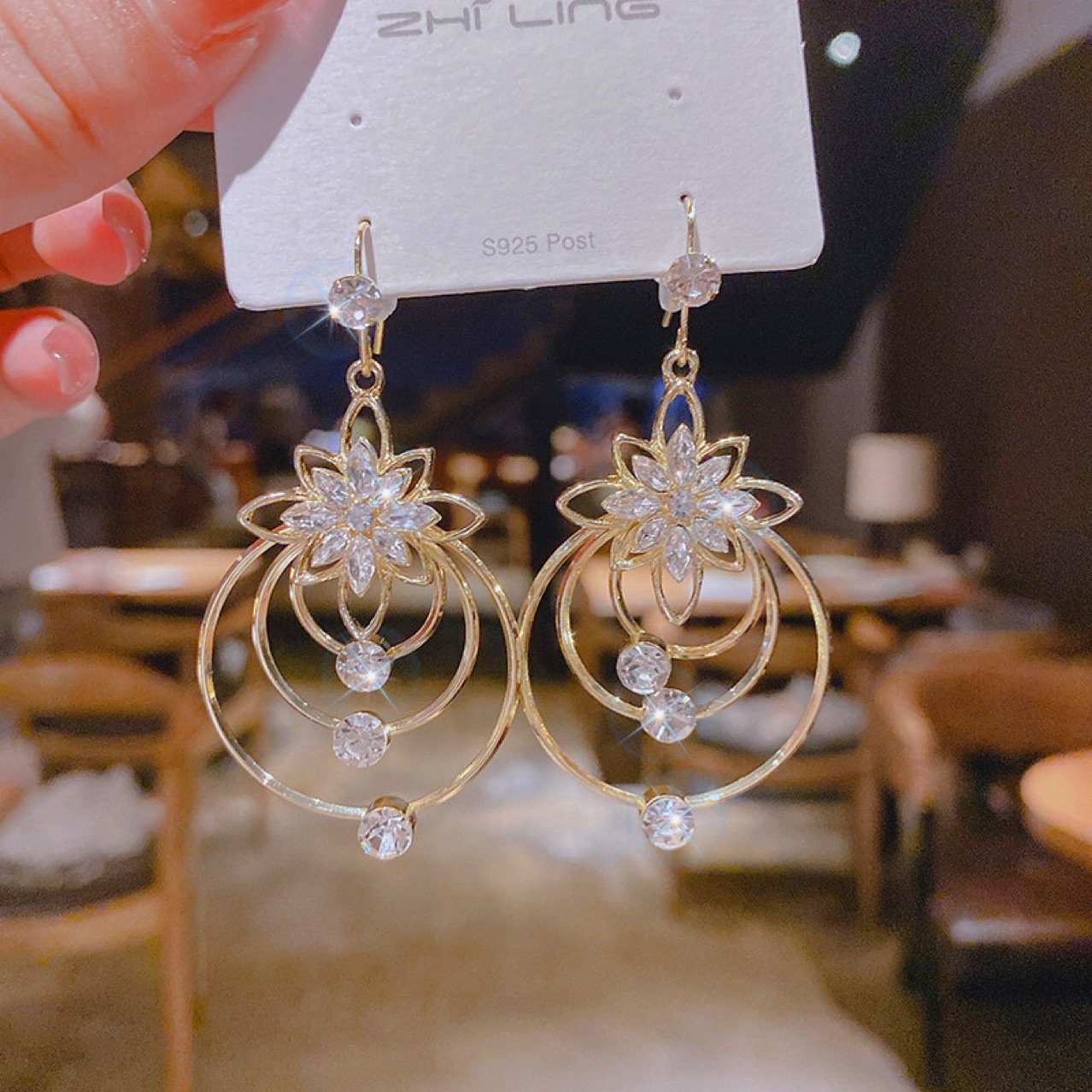 💎Boucles d'oreilles géométriques à plusieurs couches en forme de cercle et de fleur