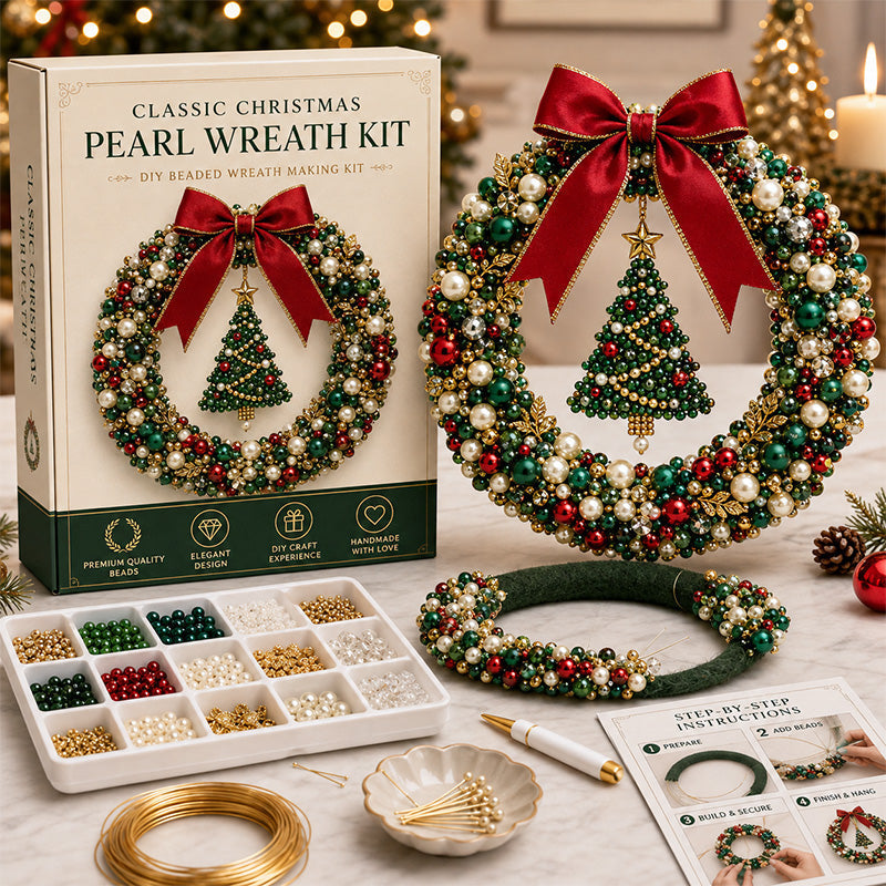 🎄✨ Kit DIY pour une couronne de Noël en perles – Décoration de porte de Noël faite main avec des perles 💎🎀