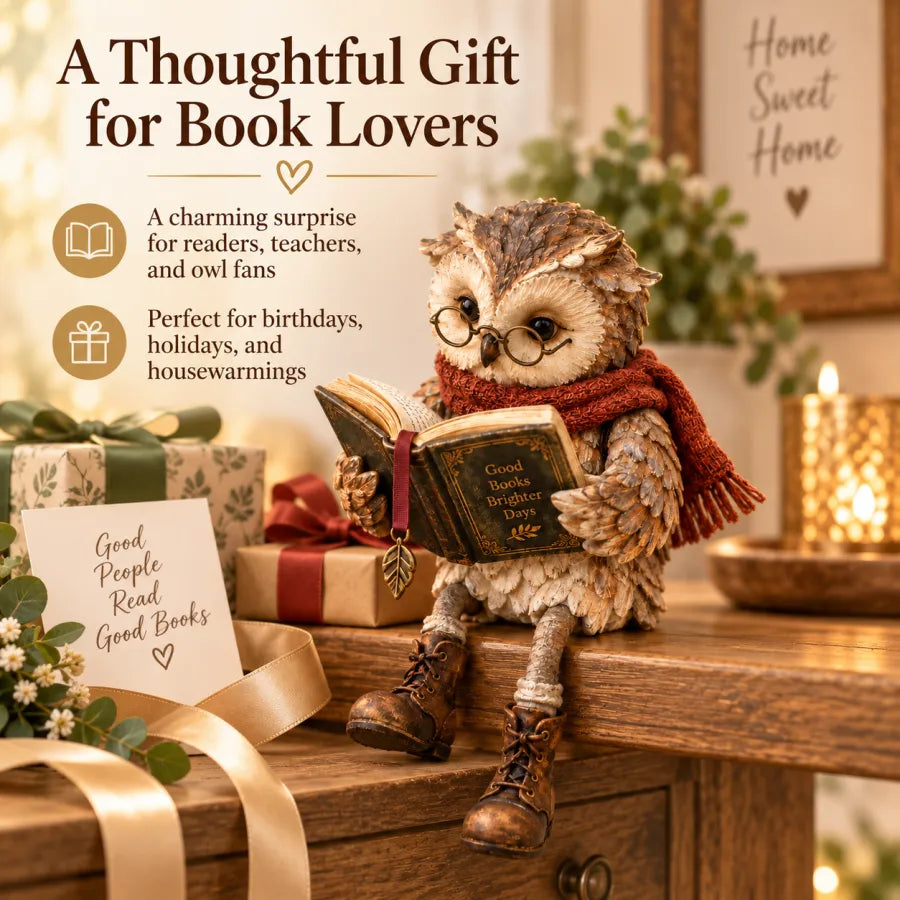 🦉📚 Figurine Chouette Lectrice--un petit compagnon pour chaque moment de lecture tranquille
