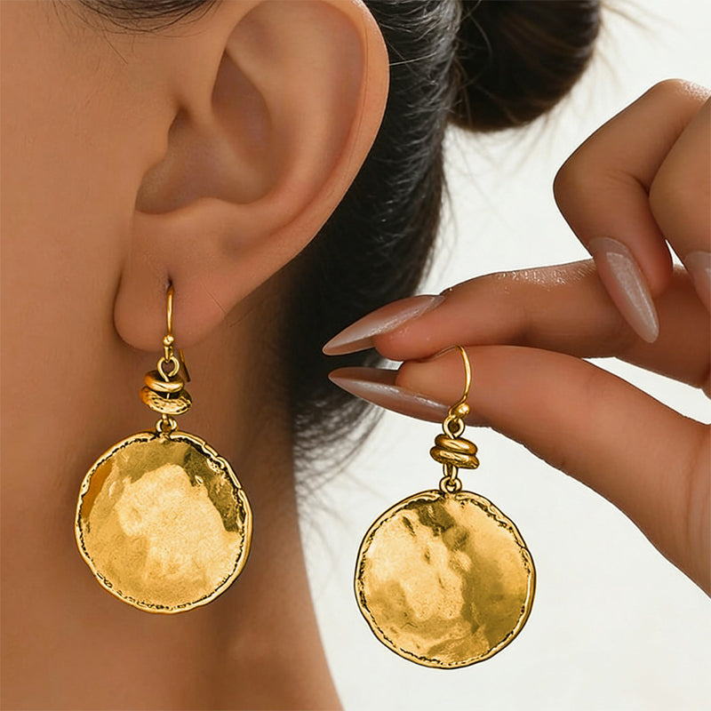 💫Boucles d'oreilles vintage en métal martelé en forme de larme