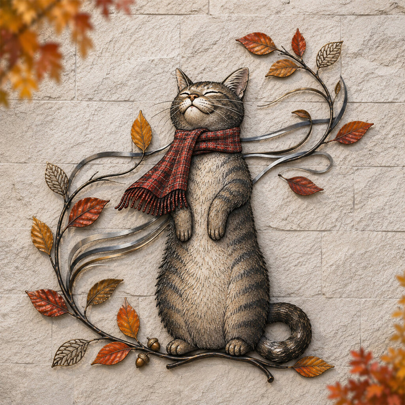 🍂🐱 Décoration murale chat d'automne--accrochez la chaleur de l'automne et un chat plein de charme