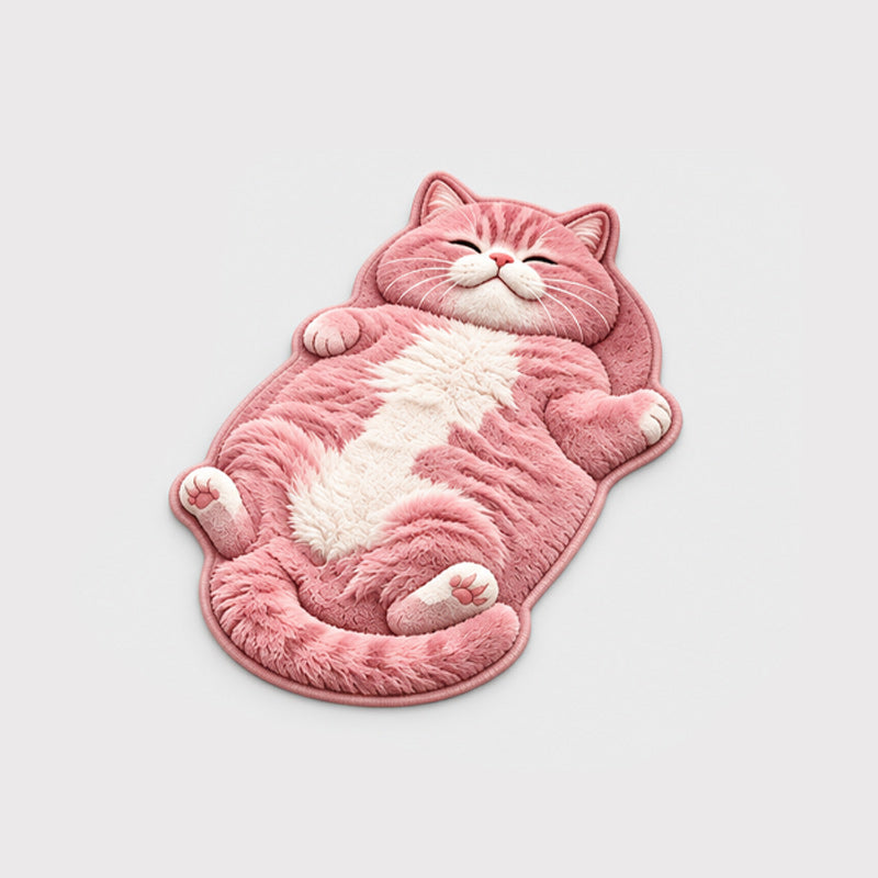 🐱 Tapis de sol absorbant en forme de chat – Un accueil de chat somnolent pour votre entrée ou votre chevet