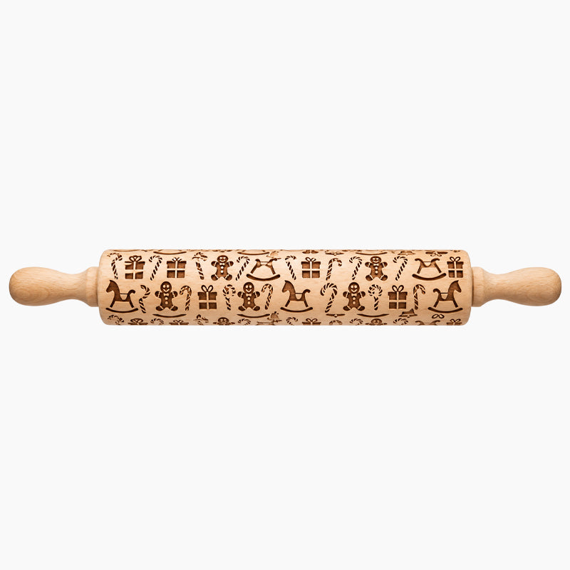 🎄🎨 Rouleau à pâtisserie gravé renne et bonhomme en pain d'épices — un simple geste, et vos biscuits se parent de motifs festifs