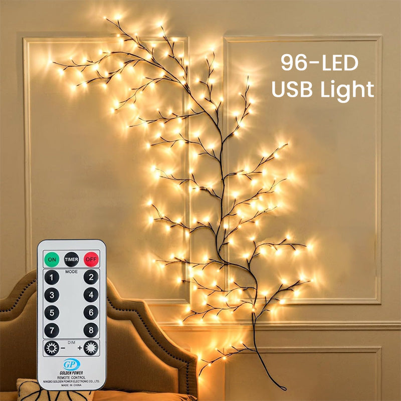 🎄✨ Branche lumineuse LED blanc chaud--transformez un mur vide en coin de Noël chaleureux