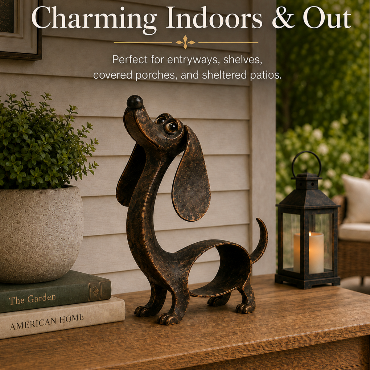 🐾🎨 Sculpture de basset en bronze ancien — une présence chaleureuse et pleine de caractère pour vos espaces