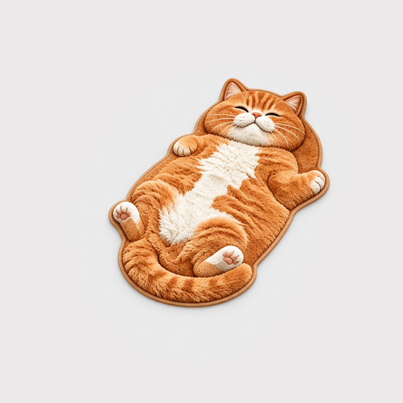 🐱 Tapis de sol absorbant en forme de chat – Un accueil de chat somnolent pour votre entrée ou votre chevet