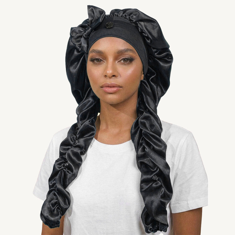 ✨Bonnet de nuit en soie antidérapant avec nœud papillon❤️Parfait pour une bonne nuit de sommeil