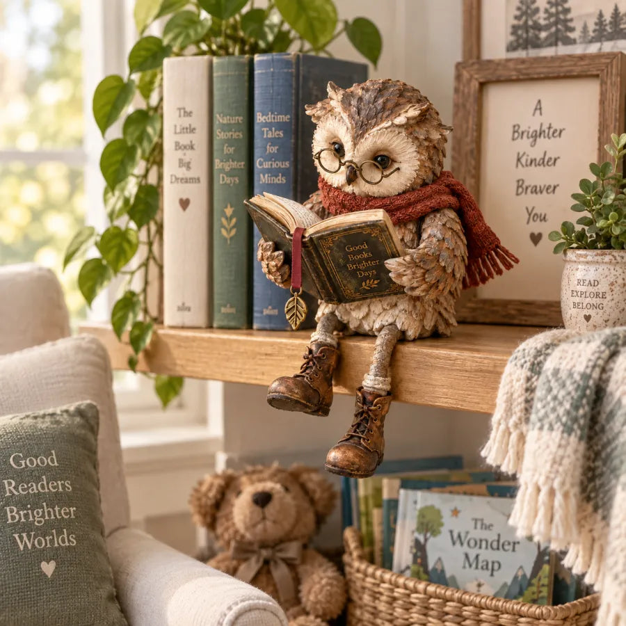 🦉📚 Figurine Chouette Lectrice--un petit compagnon pour chaque moment de lecture tranquille