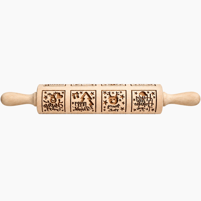 🎄🎨 Rouleau à pâtisserie gravé renne et bonhomme en pain d'épices — un simple geste, et vos biscuits se parent de motifs festifs