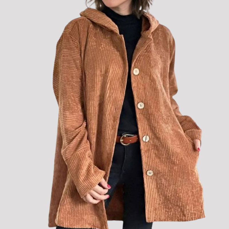🍂 Veste velours informelle à capuche pour l'automne 🧥