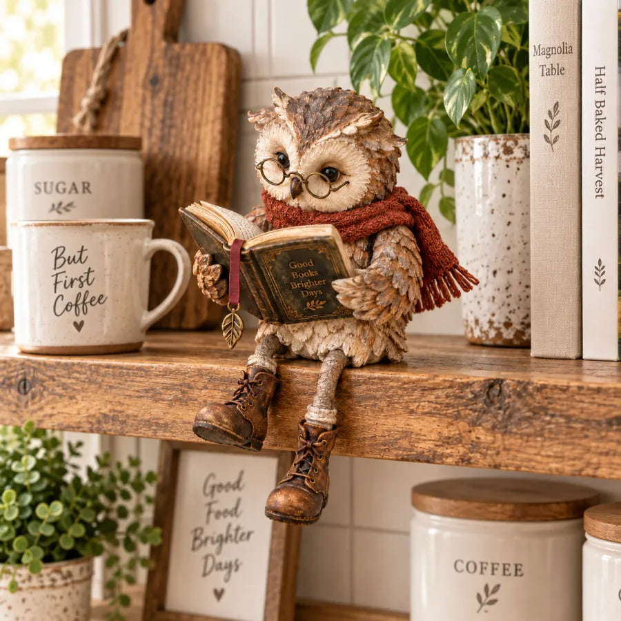 🦉📚 Figurine Chouette Lectrice--un petit compagnon pour chaque moment de lecture tranquille