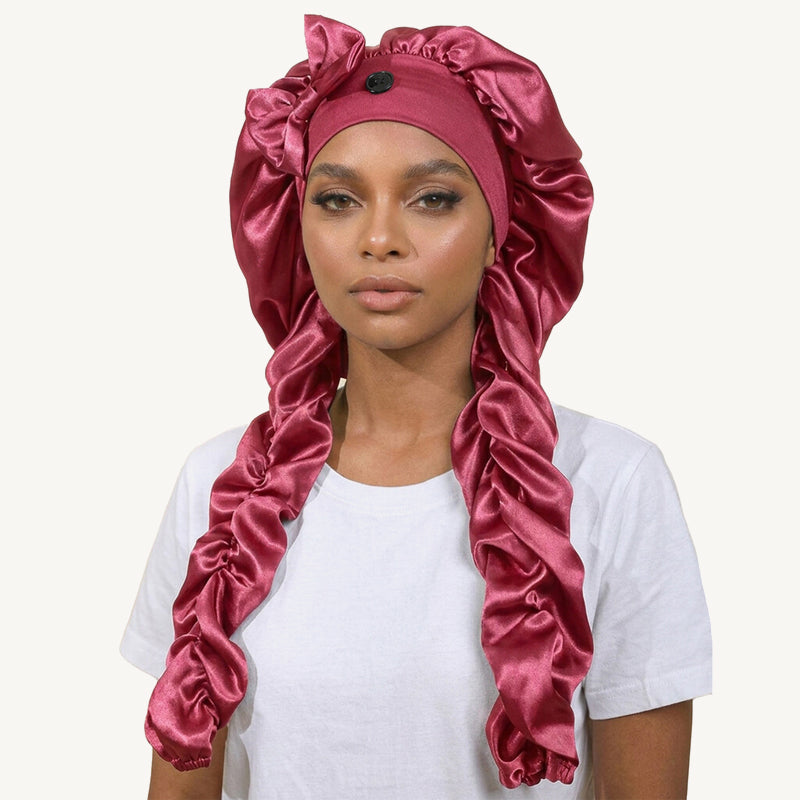 ✨Bonnet de nuit en soie antidérapant avec nœud papillon❤️Parfait pour une bonne nuit de sommeil
