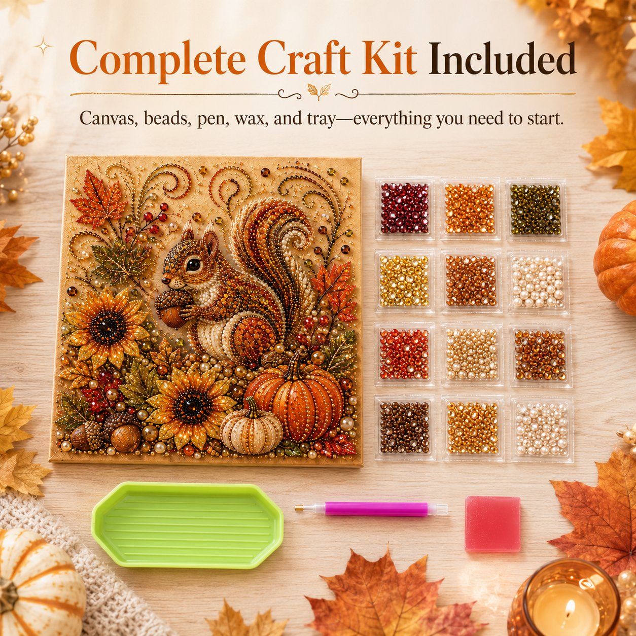 🍂💎 Kit de peinture nacrée d'automne – Activité manuelle relaxante pour créer des œuvres d'art automnales étincelantes 🖌️
