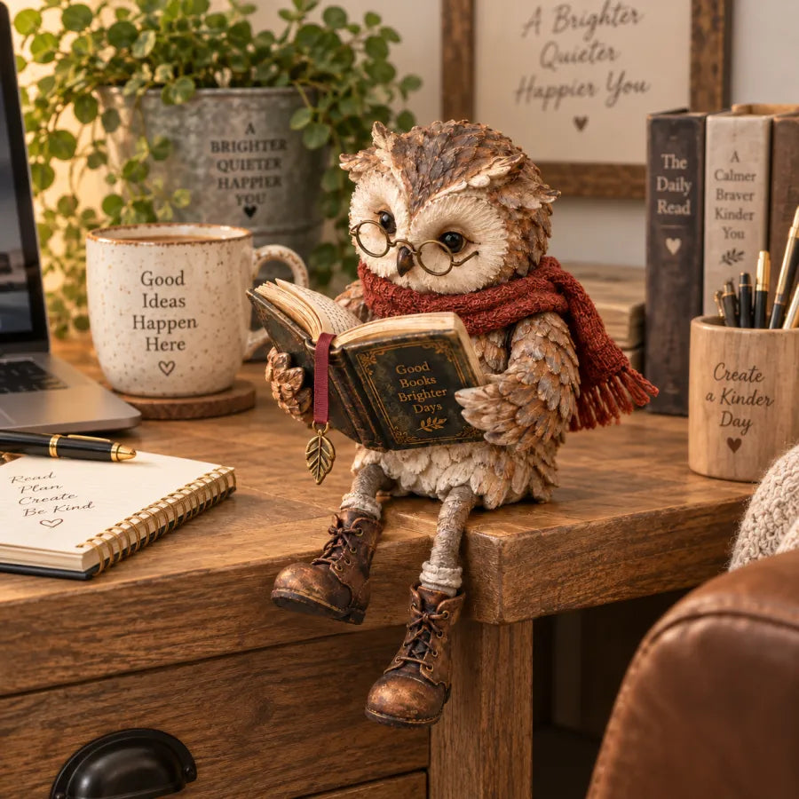 🦉📚 Figurine Chouette Lectrice--un petit compagnon pour chaque moment de lecture tranquille