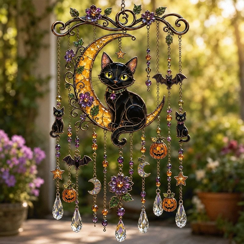 🎃Projetez une lumière arc-en-ciel avec des carillons éoliens gothiques pour Halloween ! 🎃✨