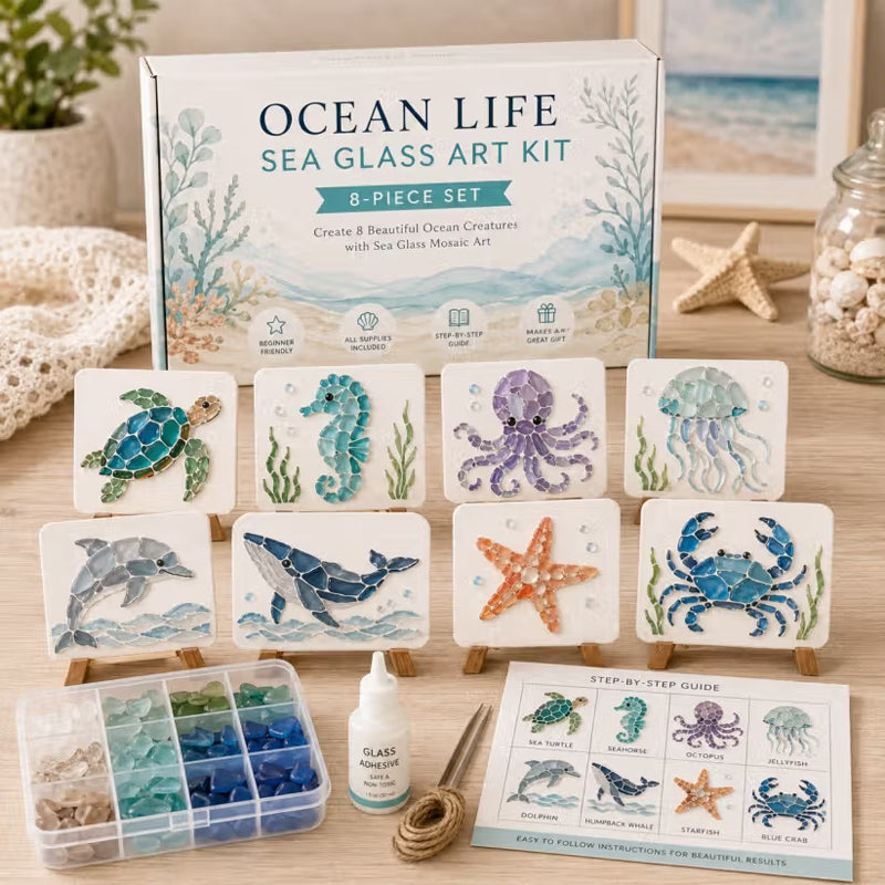 🌊✨ Kit d'art DIY sur le thème de l'océan – Créez un chef-d'œuvre en mosaïque époustouflant