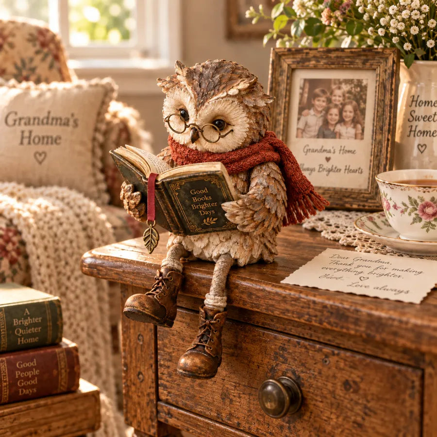 🦉📚 Figurine Chouette Lectrice--un petit compagnon pour chaque moment de lecture tranquille