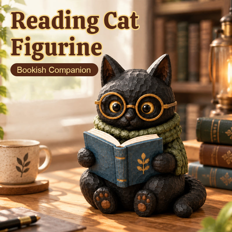 🐱 Figurine Chat Lecteur – Toujours Une Page de Plus à Lire