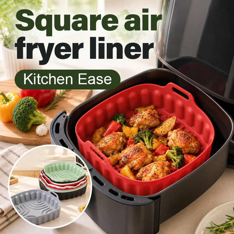 🍳 Panier carré en silicone pour air fryer – base striée, antiadhésif et lavable au lave-vaisselle