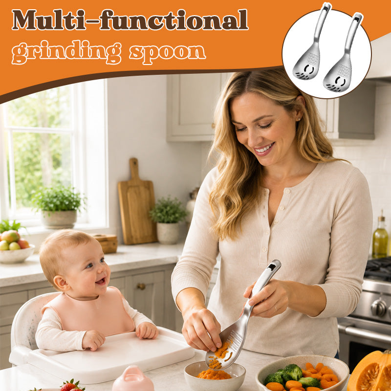 🥄 Cuillère de cuisine multifonctionnelle — Râpez, écrasez et filtrez en quelques secondes ! ✨🧄