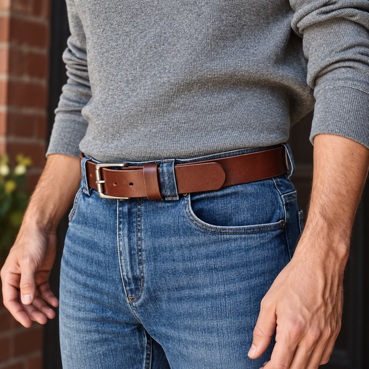 🔥 Ceinture en cuir pleine fleur faite main--un accessoire durable et raffiné pour tous les jours