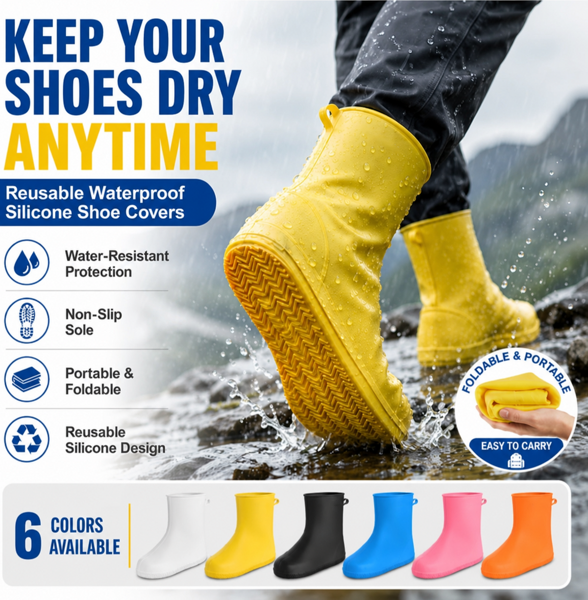 Stop Natte Sneakers! Zware Regenoverschoenen — Antislip & Opvouwbaar in je Tas 🌧️
