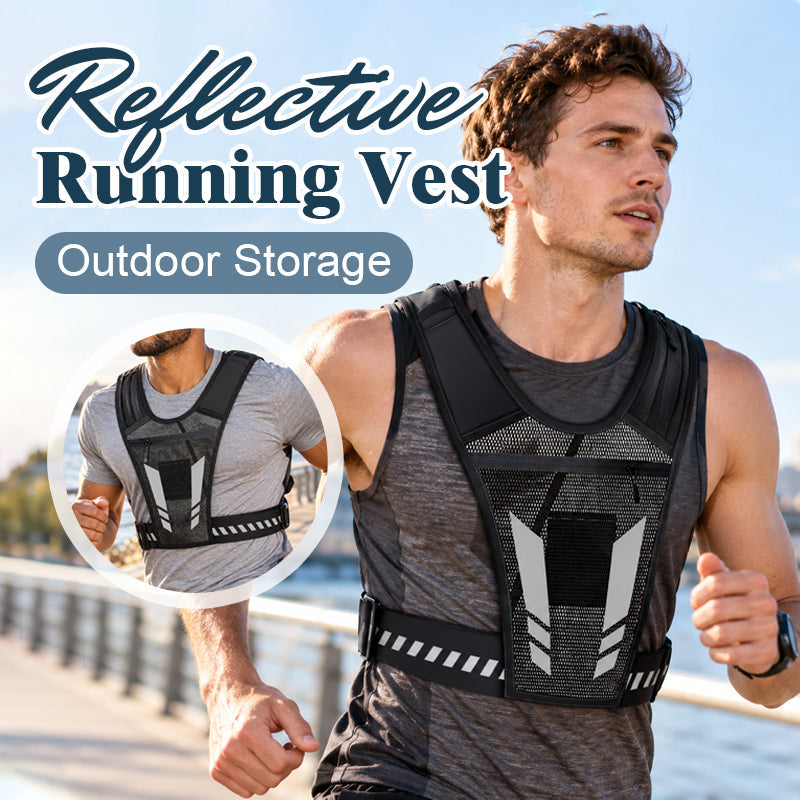 🏃Gilet de course « mains libres » — Rangement pour gourde et téléphone, et éléments réfléchissants pour la sécurité